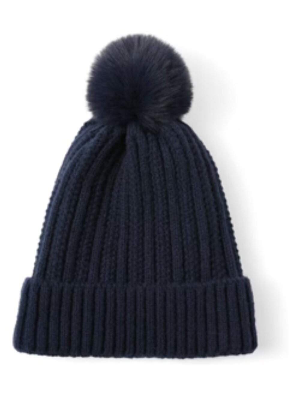Hat - Winter Knit Woven Wool - Navy Blue W/ Pom Pom - Nollia -NWT